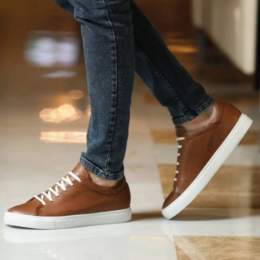 Sneakers en cuir Diego (Tabac) - Hommes
