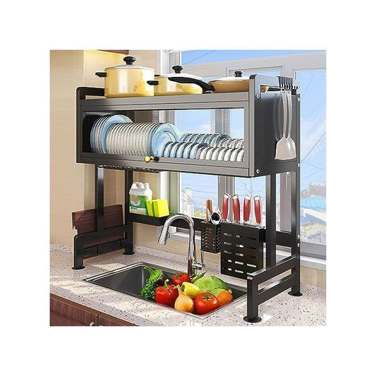 Égouttoir à Vaisselle au-Dessus de l'évier à 3 Niveaux en Acier Inoxydable (86cm)