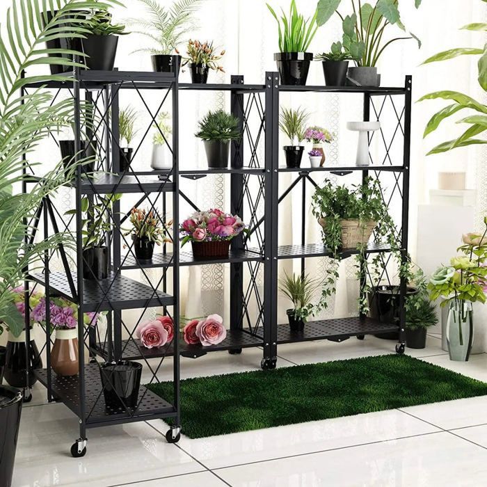 Étagère de rangement étages cuisine pliable avec roulettes