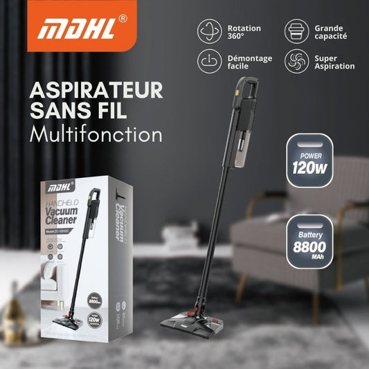 Aspirateur serpillère sans fil 4en1 AERO MAX Autonomie 8800 mAh 120w, 2 vitesses - MDHL