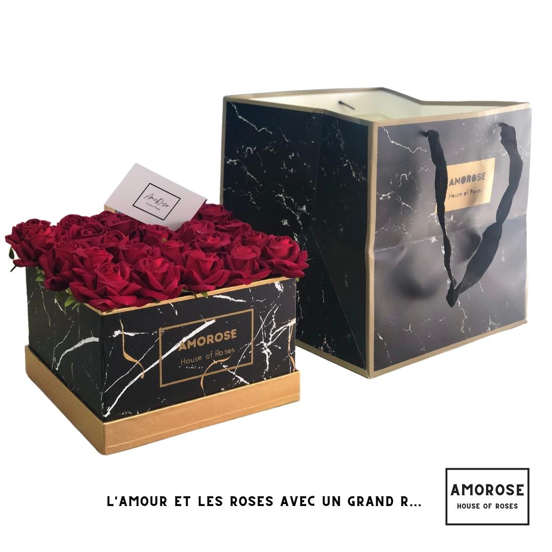 Boîte de Roses Carré Marbré - Amorose®