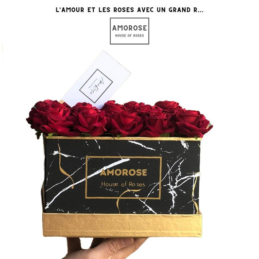 Boîte de Roses Carré Marbré - Amorose®
