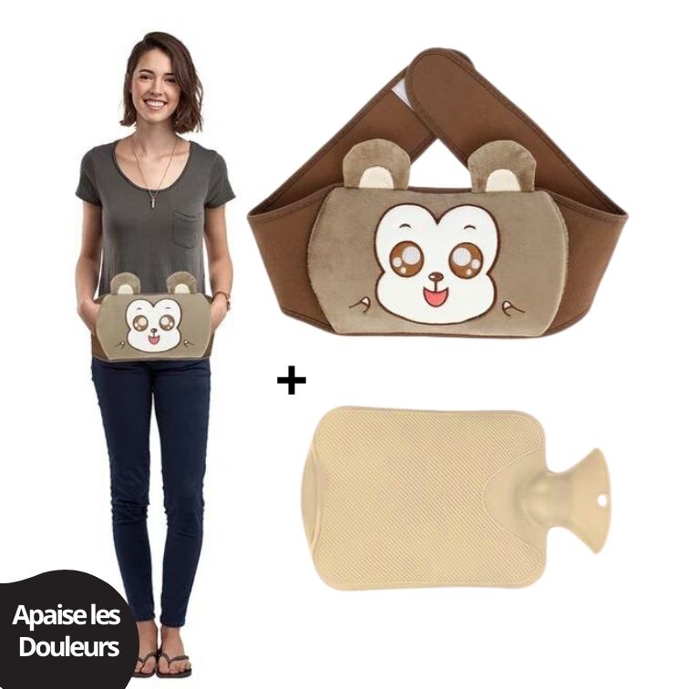 Ceinture Peluche Tissu Doux avec Bouillotte - Chaton