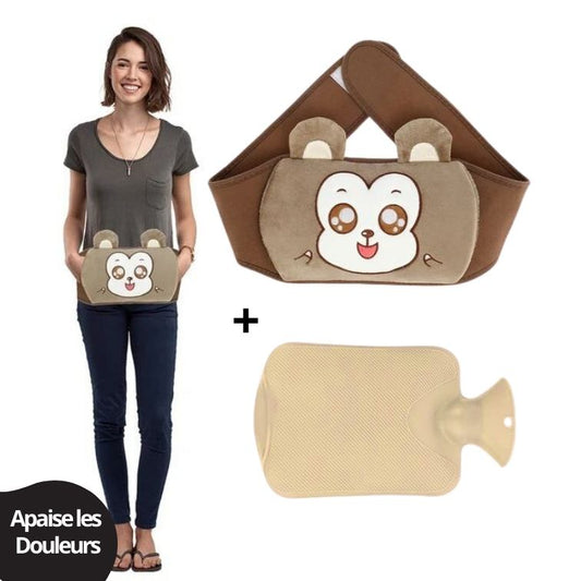Ceinture Peluche Tissu Doux avec Bouillotte - Chaton