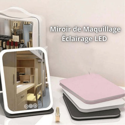 Miroir de Maquillage Portable avec Eclairage LED Rechargeable