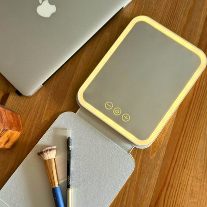 Miroir de Maquillage Portable avec Eclairage LED Rechargeable