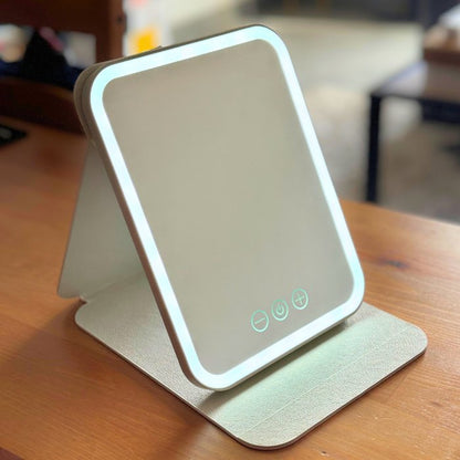 Miroir de Maquillage Portable avec Eclairage LED Rechargeable