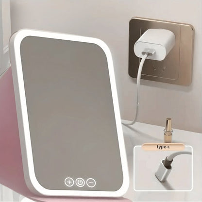 Miroir de Maquillage Portable avec Eclairage LED Rechargeable