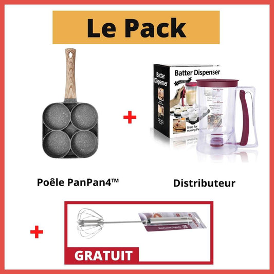 Poêle PanPan™ 4 compartiments ronds + Distributeur + Batteur (GRATUIT)