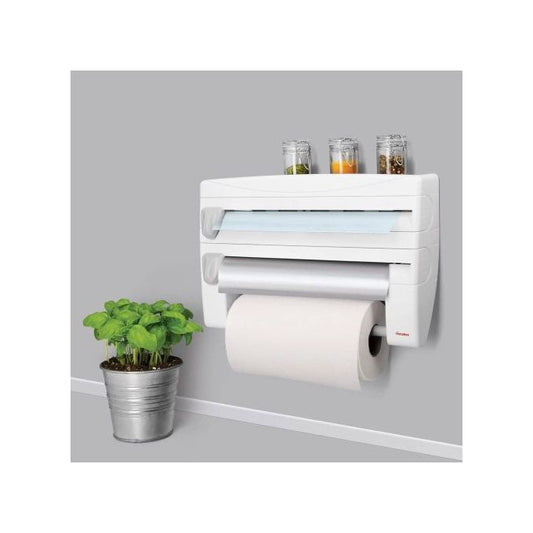 Organisateur porte rouleaux film alimentaire, essuie-tout, aluminium