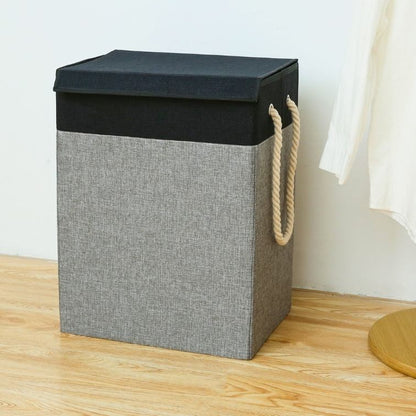 Panier Sac à Linge BALI (Gris) 80L avec Cordes en coton 56x42x30cm