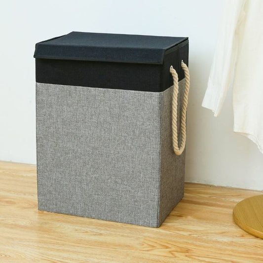 Panier Sac à Linge BALI (Gris) 80L avec Cordes en coton 56x42x30cm
