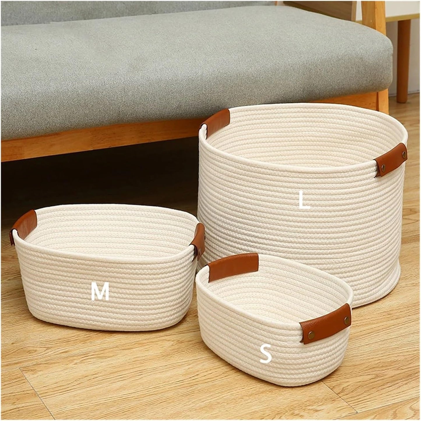 Sets de 2 et 3 Paniers de Rangement Boho - Blanc Cassé