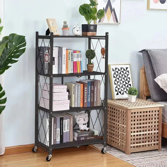 Étagère de rangement étages cuisine pliable avec roulettes