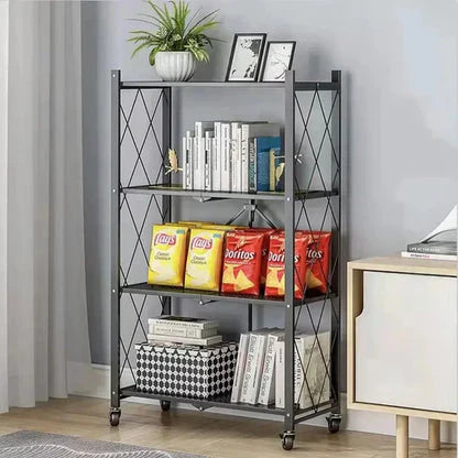 Étagère de rangement étages cuisine pliable avec roulettes